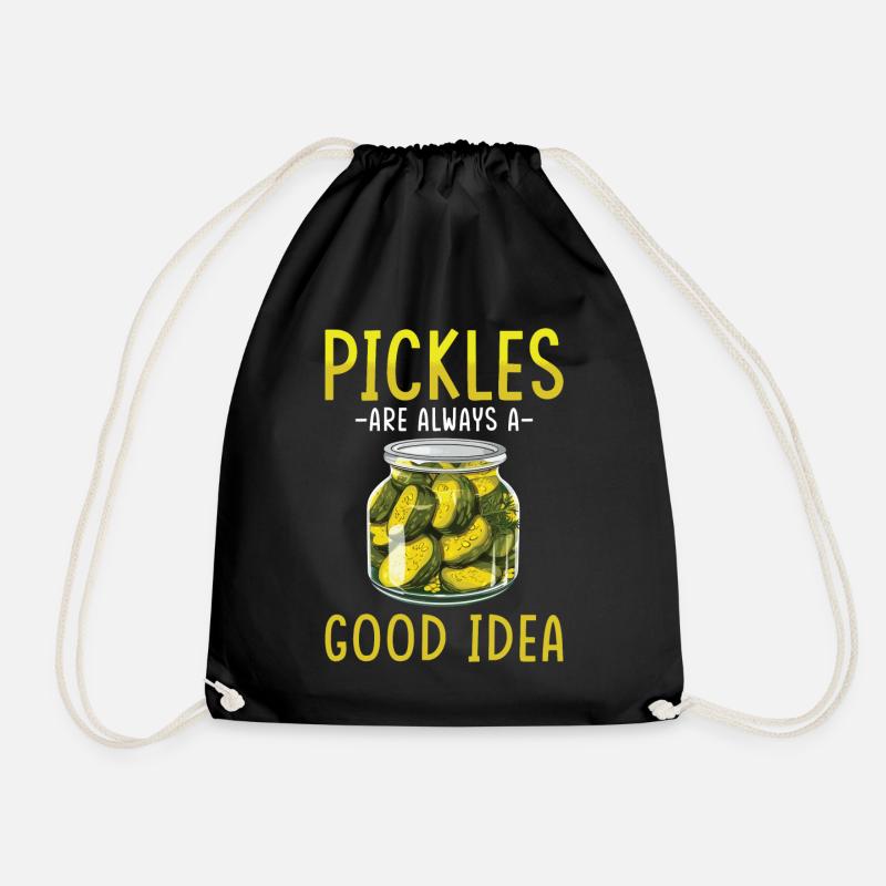 Pickles Lover Pickled Cucumber Gift - Drawstring Bag - black