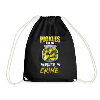 Pickles Lover Pickled Cucumber Gift - Drawstring Bag - black - Front