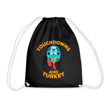 Touchdowns and Turkey Thanksgiving Football - Drawstring Bag - black - Front