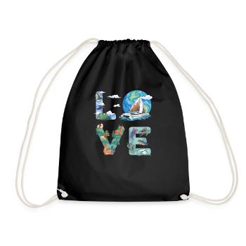 Catamaran Boat Sailboat Sailing Sailor - Drawstring Bag - black - Front