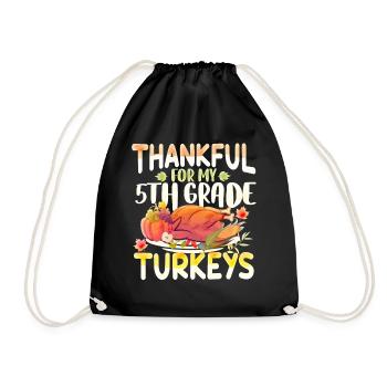 Reconnaissant pour mes dindes de 5e année pour Thanksgiving - Sac de sport léger - noir - Devant