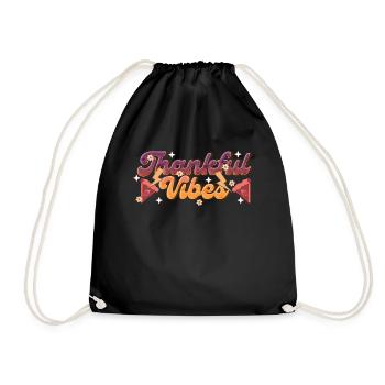 Thankful Vibes - Retro Thanksgiving Women - Drawstring Bag - black - Front