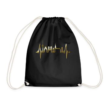 Münster Skyline Heartbeat Heart Love Love Münster - Drawstring Bag - black - Front
