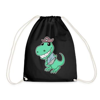 Dinosaur Pirate for Kids - Drawstring Bag - black - Front