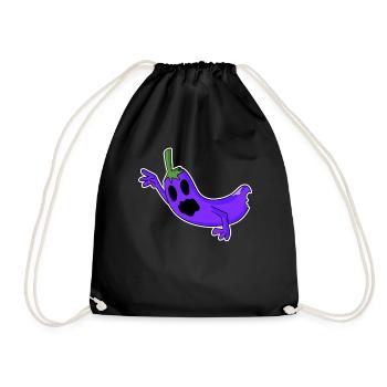 Zombie Eggplant Horror Creepy - Drawstring Bag - black - Front