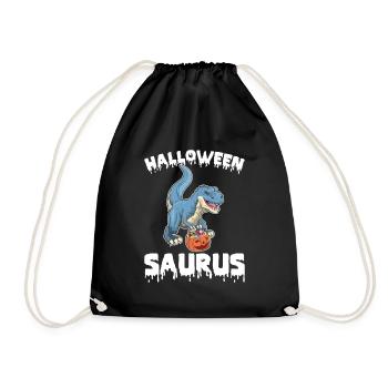 Halloween Dinosaur with Pumpkin Halloween Saurus - Drawstring Bag - black - Front