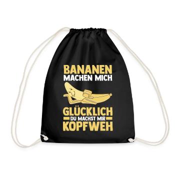 Früchte Banane - Turnbeutel - Schwarz - Vorne
