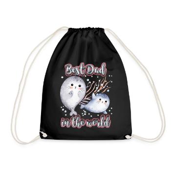 Best Dad In The World, Saying Father's Day, Seal - Drawstring Bag - black - Front