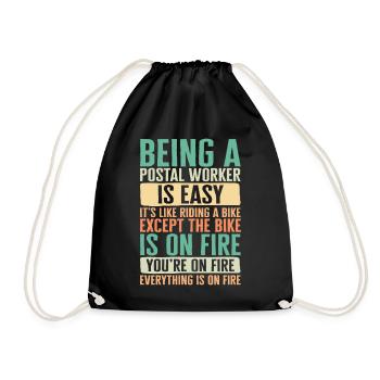 Mailman Shirt, Being A Postal Worker Is Easy It's - Drawstring Bag - black - Front