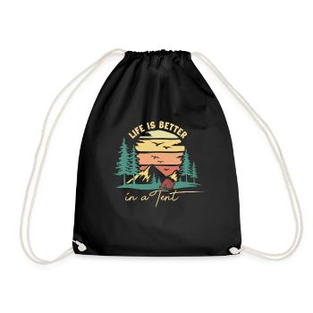 Life is Better in a Tent Glamping Campsite - Drawstring Bag - black - Front