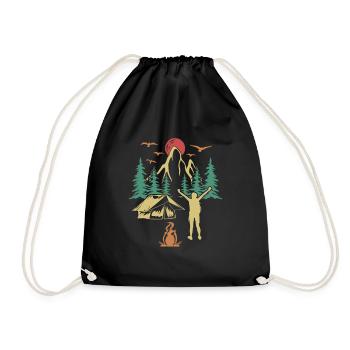Campsite Tents Glamping Camper Camping - Drawstring Bag - black - Front