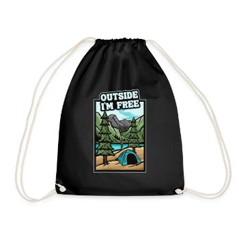 Outside I'm Free Campsite Tents Glamping - Drawstring Bag - black - Front