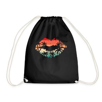 Beach Vacation Tropical Lips Vintage Summer Sunset - Turnbeutel - Schwarz - Vorne