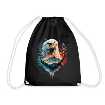 Eagle and mountain landscape in harmony - Drawstring Bag - black - Front