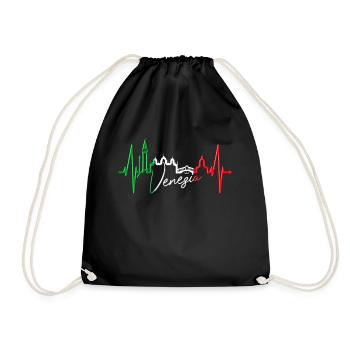 Venice Skyline Heartbeat Italy I Love Venezia - Drawstring Bag - black - Front