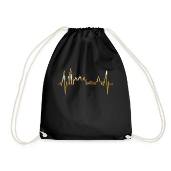 Venice Skyline Heartbeat Italy I Love Venezia - Drawstring Bag - black - Front