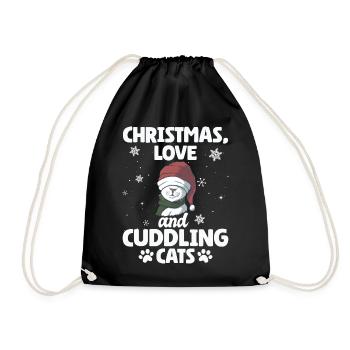 Chat, Câlin, Amour Animal, Noël, Amour Chats, - Sac de sport léger - noir - Devant