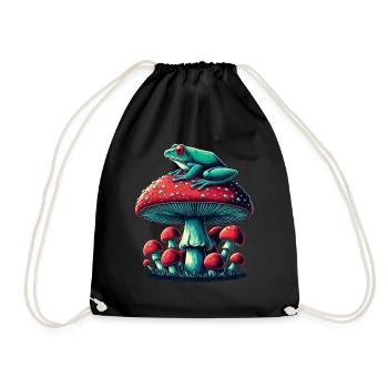 Grenouille mystique et champignon - Sac de sport léger - noir - Devant