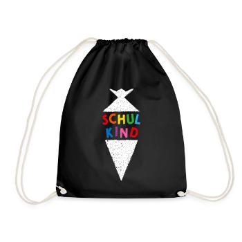 Schulkind Schultüte Schulanfänger Einschulung - Turnbeutel - Schwarz - Vorne