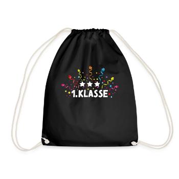 1. Klasse Schulkind Einschulung Schulbeginn - Turnbeutel - Schwarz - Vorne