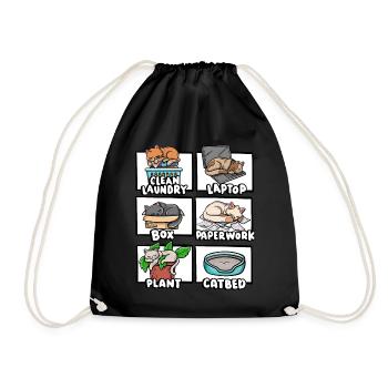 Clean Laundry Box Cat Bed Kitten Lover Sleepy - Drawstring Bag - black - Front
