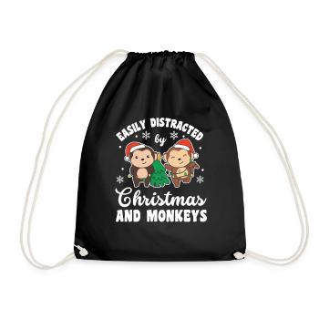 Facilement distrait par Noël et les singes - Sac de sport léger - noir - Devant