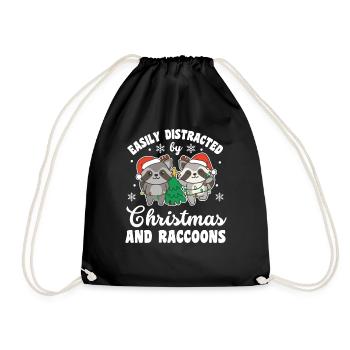 Facilement distrait par Noël et les ratons laveurs - Sac de sport léger - noir - Devant