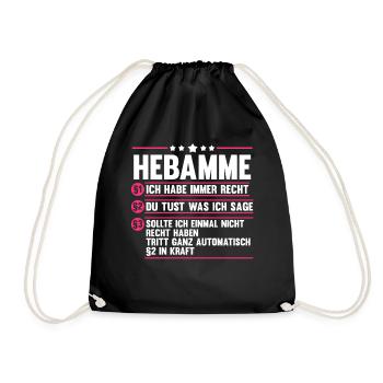 Geburtshelferin Hebamme - Turnbeutel - Schwarz - Vorne