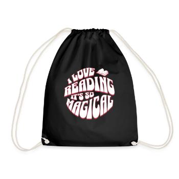 Reading is Magical - Books Retro English Teacher - Drawstring Bag - black - Front