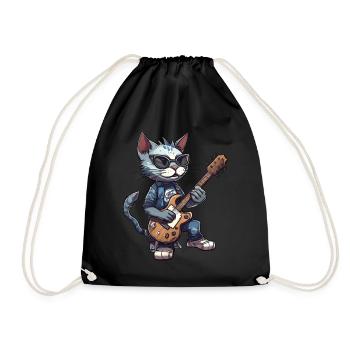 Cat Musician Guitarist Guitar Music Lover Cat - Turnbeutel - Schwarz - Vorne
