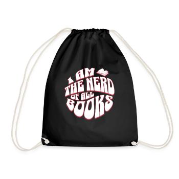 Book Nerd - Reading Books Retro English Teacher - Drawstring Bag - black - Front