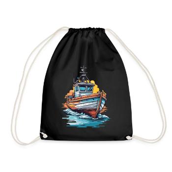 Fisherman Boat Fishing Trip and Adventure Fishing - Drawstring Bag - black - Front