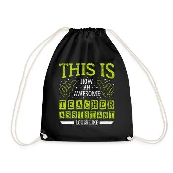 Funny Saying Awesome Teacher - Drawstring Bag - black - Front