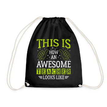 Funny Saying Awesome Teacher Assistant - Drawstring Bag - black - Front