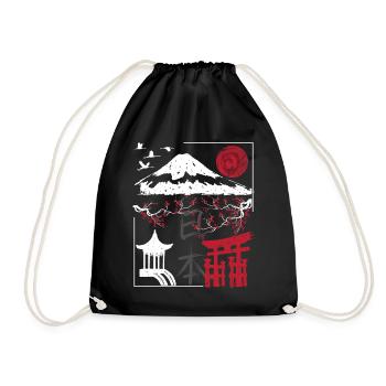 Japan Vintage Aesthetic - Drawstring Bag - black - Front