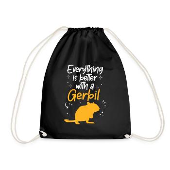 Everything is better with gerbil rodent Gerbil - Drawstring Bag - black - Front