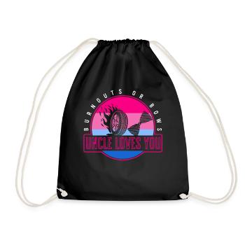 Gender Reveal Shirt, Burnouts Or Bows Uncle Loves - Drawstring Bag - black - Front