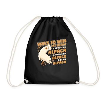 Ways To Win My Heart Llama Pako Alpaca - Drawstring Bag - black - Front