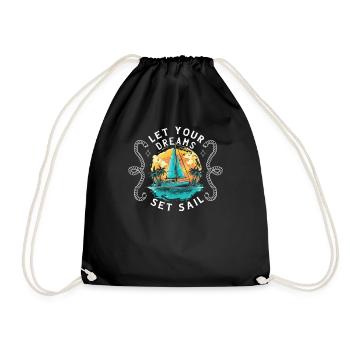 Sailor Sailboat Sailing Ship Sailing Yacht - Drawstring Bag - black - Front