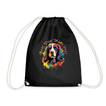 Hunde-Mama Hunderasse Englisch Springer-Spaniel - Turnbeutel - Schwarz - Vorne