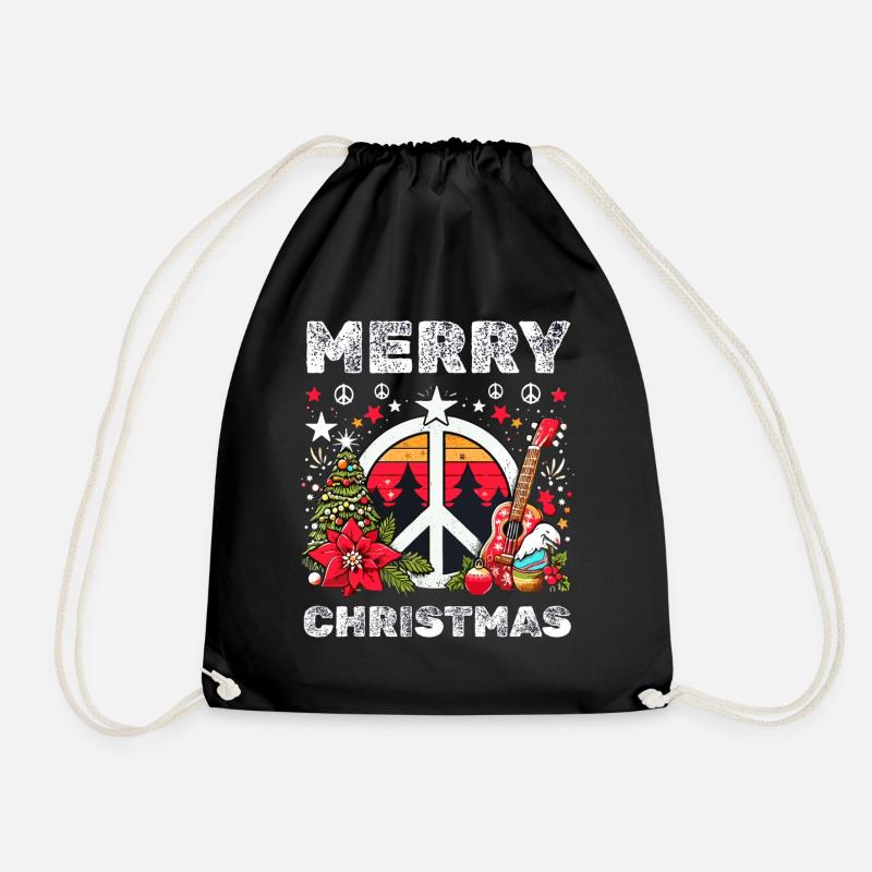 Frohe Weihnachten Frieden - Turnbeutel - Schwarz
