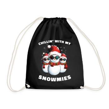 Chillin With My Snowmies Snowman Christmas - Drawstring Bag - black - Front