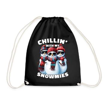 Chillin With My Snowmies Sunglasses Snowmen - Drawstring Bag - black - Front