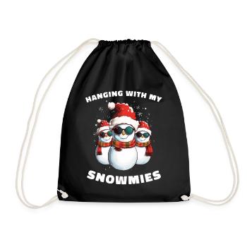Hanging With My Snowmies Snowman Christmas - Drawstring Bag - black - Front