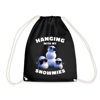 Hanging With My Snowmies Funny Snowmen - Drawstring Bag - black - Front