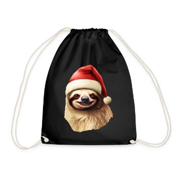 Faultier Mit Weihnachtsmütze Weihnachten Outfit - Turnbeutel - Schwarz - Vorne