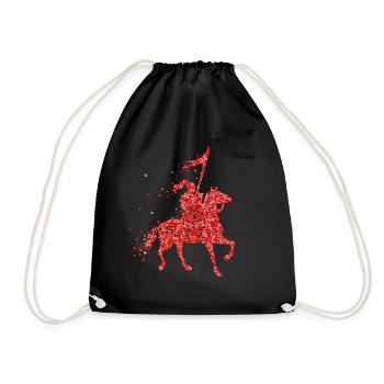 Ritter Pferde Reiten Mittelalter Ritterrüstung - Turnbeutel - Schwarz - Vorne