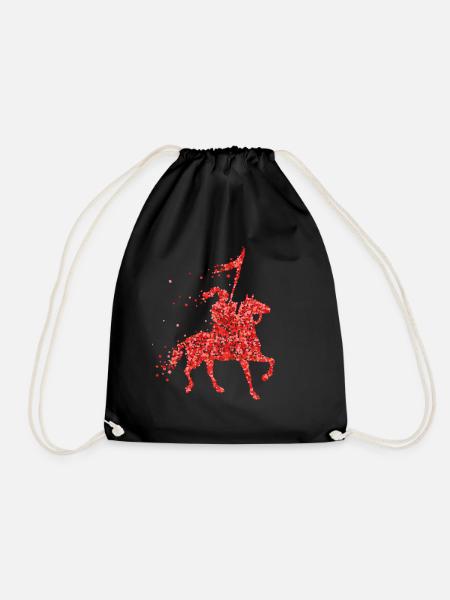 Cheval, cheval, équitation, armure de chevalier médiéval - Sac de sport léger - noir