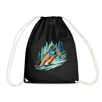 Speed and snow: downhill with the skier - Drawstring Bag - black - Front