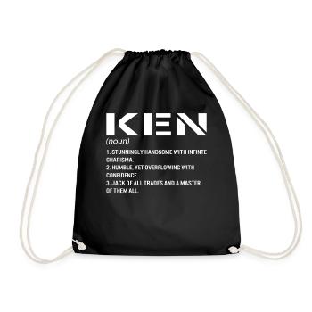 Customized Shirt, Ken Noun Definition Tee, Best - Drawstring Bag - black - Front